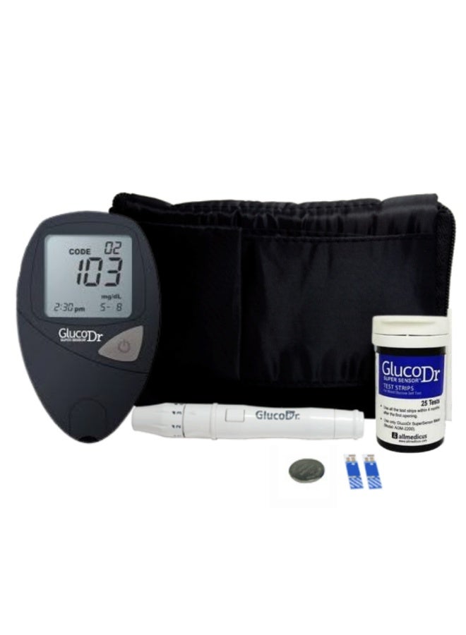 Gluco Dr GlucoDr Super Sensor Blood Glucose Meter + 25 Strips + 100 Sterile Blood Lancets - Image 3